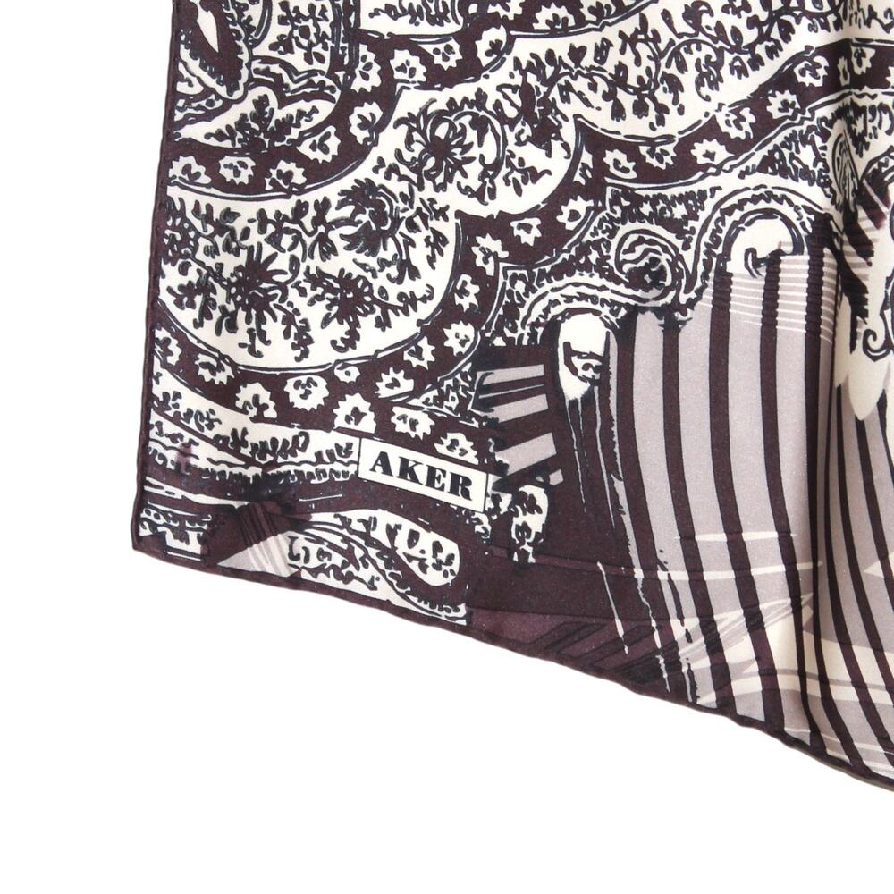 Aker 100% Silk Multi Color Patterned Square Large… - image 3